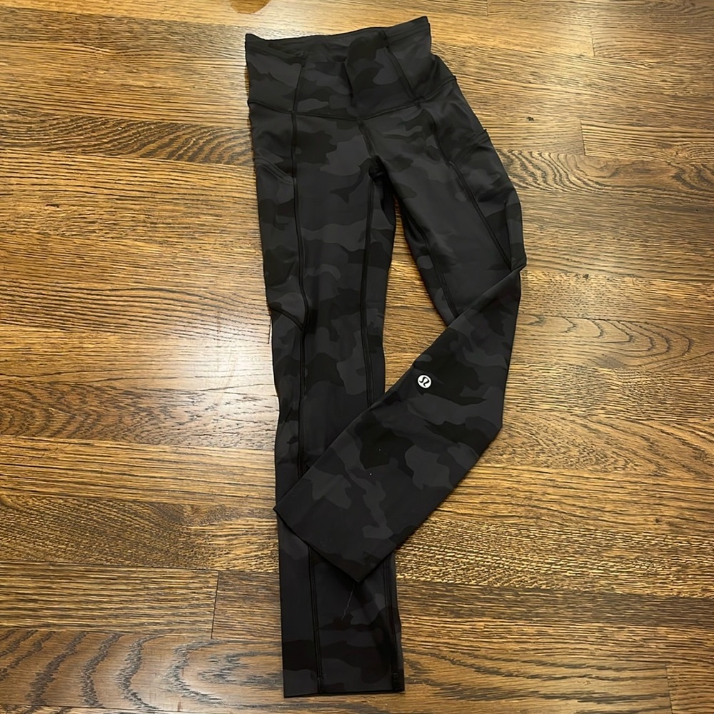Lululemon Black Camo Fast and Free Leggings